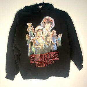 Zara Netflix Stranger Things Black Hooded Sweatshirt Big Kids Unisex: Size 13-14